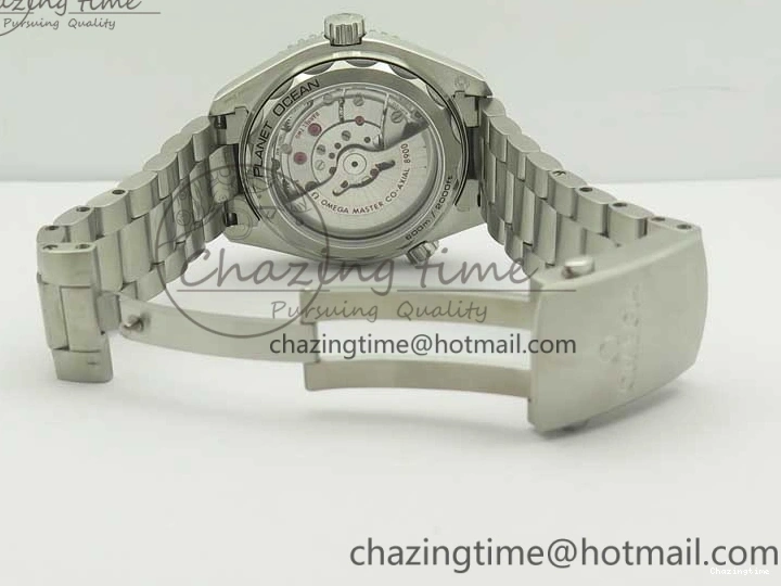 0428 Planet Ocean 2016 43.5mm SS Blue Bezel OM 1:1 Best Edition Blue Dial on SS Bracelet A8900 V WellDesigned 8029